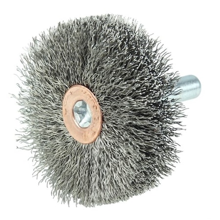 Weiler 1-3/4" Wire Wheel, .008" Stainless Steel Fill, 1/4" Stem 17608